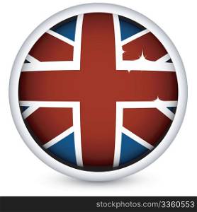 British flag button, isolated vector on white background