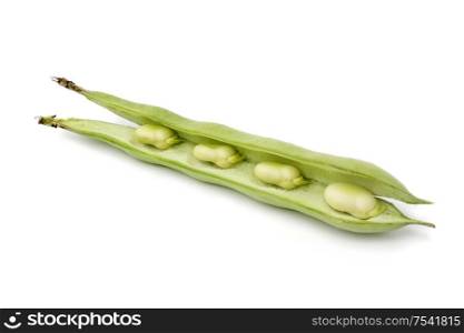 Broad bean in pod isolated on white background