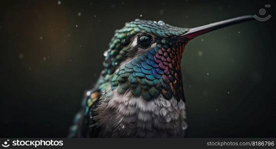 Broad-Billed Hummingbird close up. Generative AI.. Broad-Billed Hummingbird close up. Generative AI