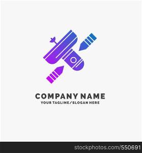 Broadcast, broadcasting, radio, satellite, transmitter Purple Business Logo Template. Place for Tagline.. Vector EPS10 Abstract Template background