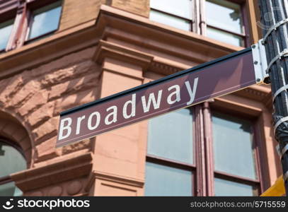 Broadway Street sign in Soho Manhattan New York city USA