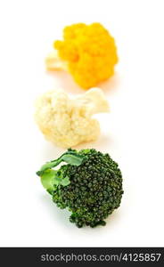 Broccoli and cauliflower isolated on white background