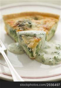 Broccoli and Roquefort Quiche with Broccoli sauce