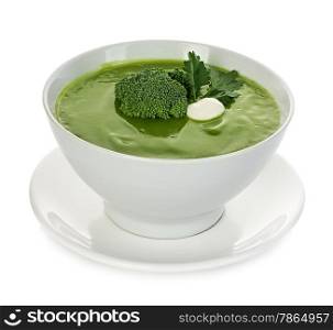 Broccoli cream soup isolated