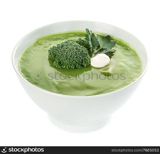 Broccoli cream soup isolated