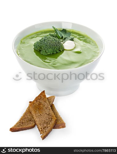 Broccoli cream soup isolated