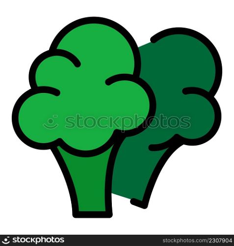 Broccoli icon. Outline broccoli vector icon color flat isolated. Broccoli icon color outline vector