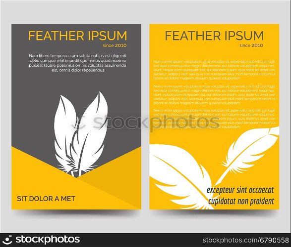Brochure flyers template with feathers. Brochure flyers template with vector feathers and place for text