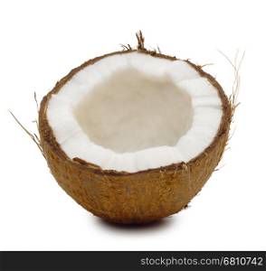 broken a coconut on a white background