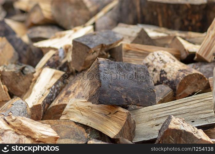 Broken and stacked wood for burning in Turkey