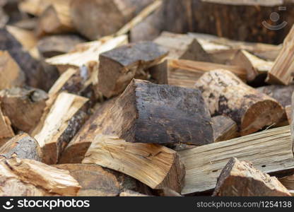 Broken and stacked wood for burning in Turkey