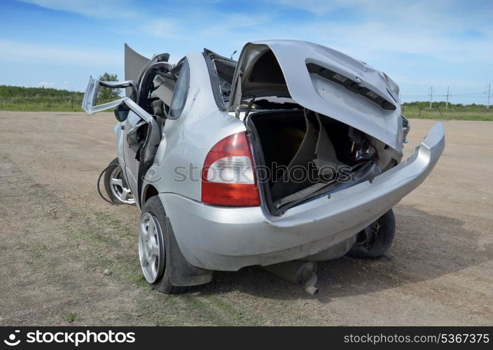 Broken car after car crash