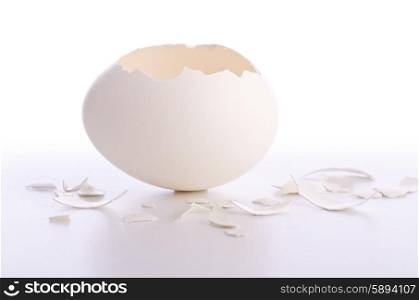 Broken egg isolated on the white