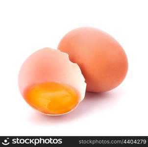 Broken egg isolated on white background