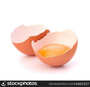 Broken egg isolated on white background