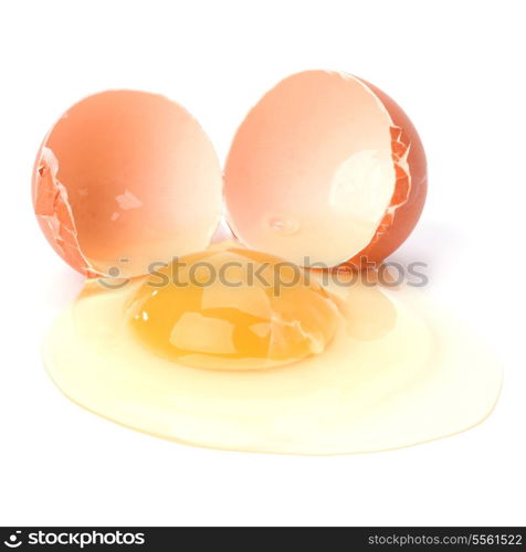 broken egg isolated on white background