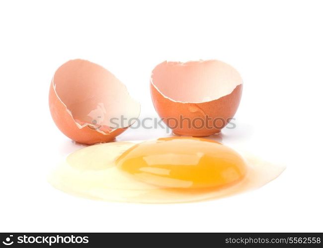 broken egg isolated on white background