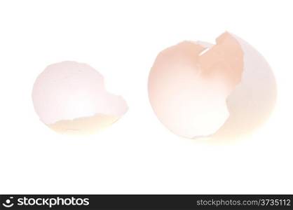 Broken egg shell isolated on white background