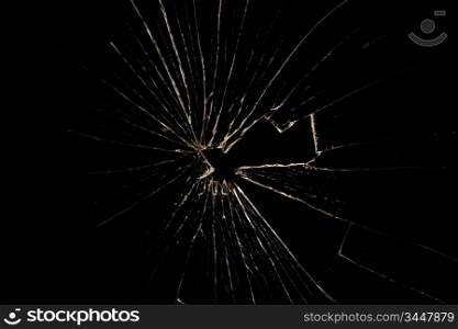 Broken glass isolated on black background