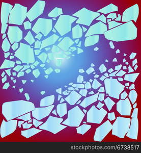 Broken glass over red-blue gradient background