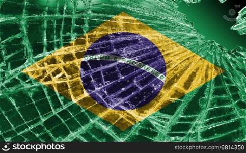 Broken ice or glass with a flag pattern, isolated, Brazil