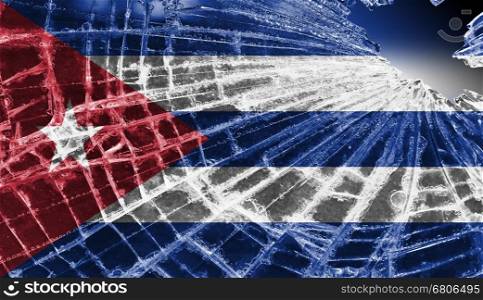Broken ice or glass with a flag pattern, isolated, Cuba