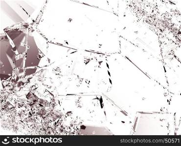 Broken or cracked glass on white. high resolution
