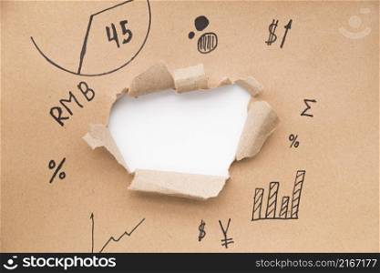 broken paper with symbols