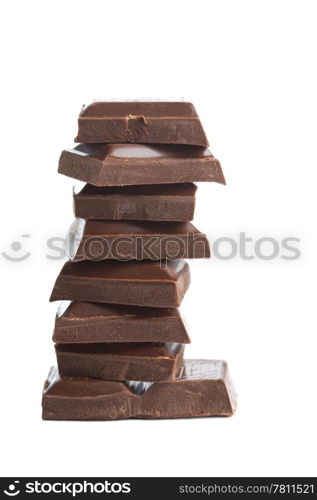 broken pieces of chocolate isolated