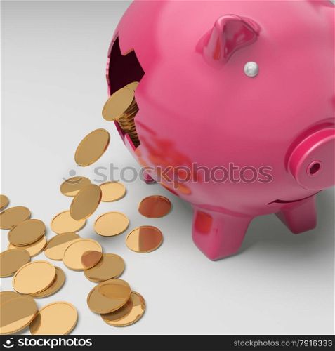 Broken Piggybank Showing Regular Earnings And Profits