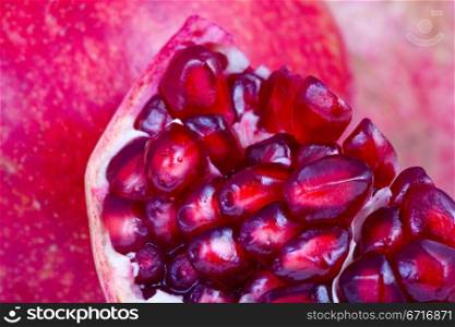 broken pomegranate close up