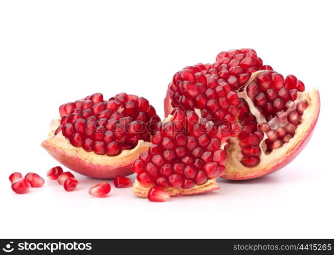 Broken pomegranate segment isolated on white background cutout