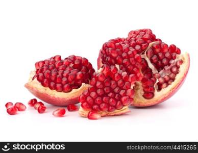 Broken pomegranate segment isolated on white background cutout