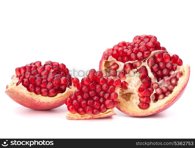 Broken pomegranate segment isolated on white background cutout