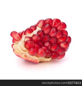 Broken pomegranate segment isolated on white background cutout