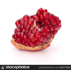 Broken pomegranate segment isolated on white background cutout