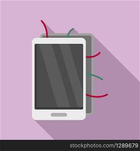 Broken smartphone icon. Flat illustration of broken smartphone vector icon for web design. Broken smartphone icon, flat style