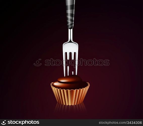 broken teeth fork with cupcake
