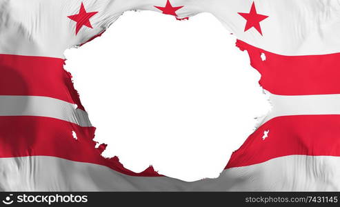 Broken Washington DC state flag, white background, 3d rendering. Broken Washington DC state flag