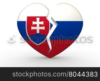 Broken white heart shape with Slovakia 3D rendering