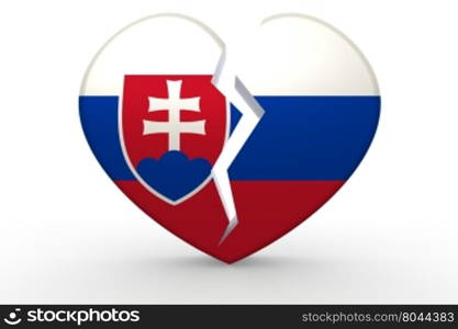 Broken white heart shape with Slovakia 3D rendering