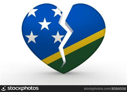 Broken white heart shape with Solomon Islands flag 3D rendering
