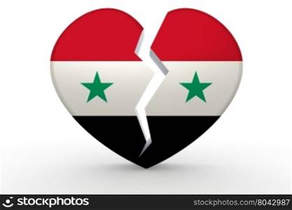 Broken white heart shape with Syria flag, 3D rendering