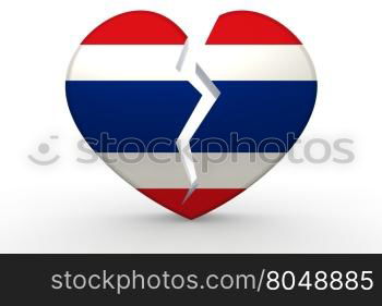 Broken white heart shape with Thailand flag, 3D rendering