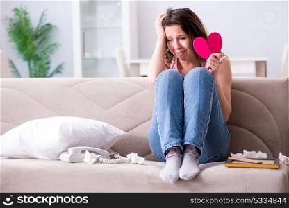 Broken woman heart in relationship concept