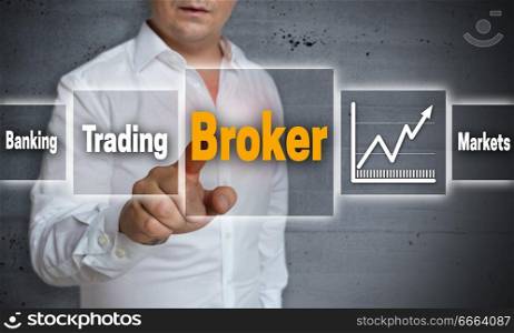 Broker concept background is shown by man.. Broker concept background is shown by man