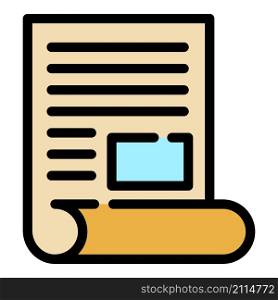 Broker documents icon. Outline broker documents vector icon color flat isolated. Broker documents icon color outline vector