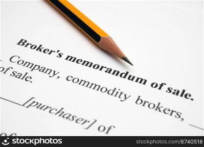Broker memorandum of sale