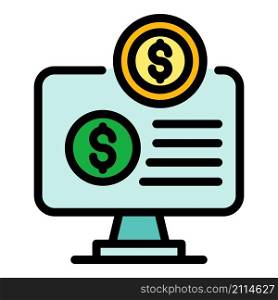 Broker online monitor icon. Outline broker online monitor vector icon color flat isolated. Broker online monitor icon color outline vector