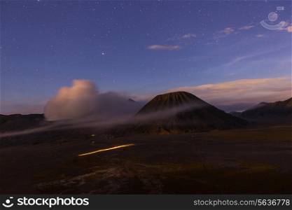Bromo Volcano at Java, Indonesia in the night
